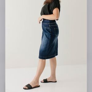 Dark Wash Blue Stretch Denim Pencil Skirt The Main Street Exchange
